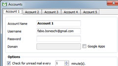 Spiffy per controllare fino a 5 caselle Gmail