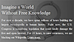 No a SOPA e PIPA, Wikipedia e altri si auto-oscurano