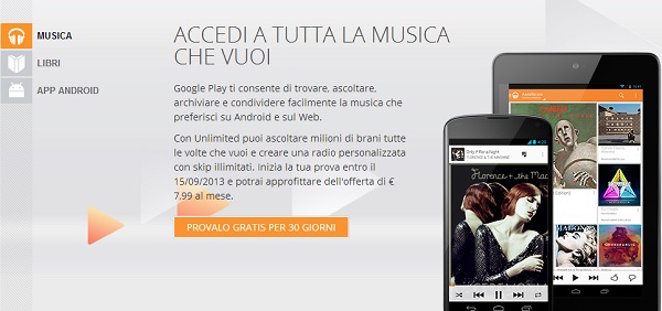 Google Play Music All Access disponibile in Italia