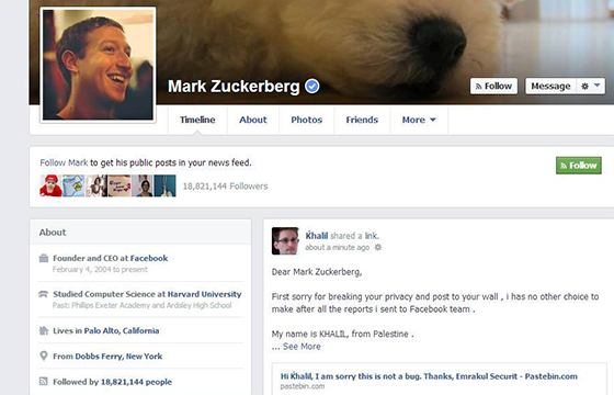 Mark Zuckerberg profilo Facebook violato